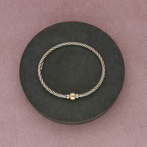 ⚡️reserved⚡️ sterling silver & 14k gold cape cod twisted bangle bracelet 6.5in
